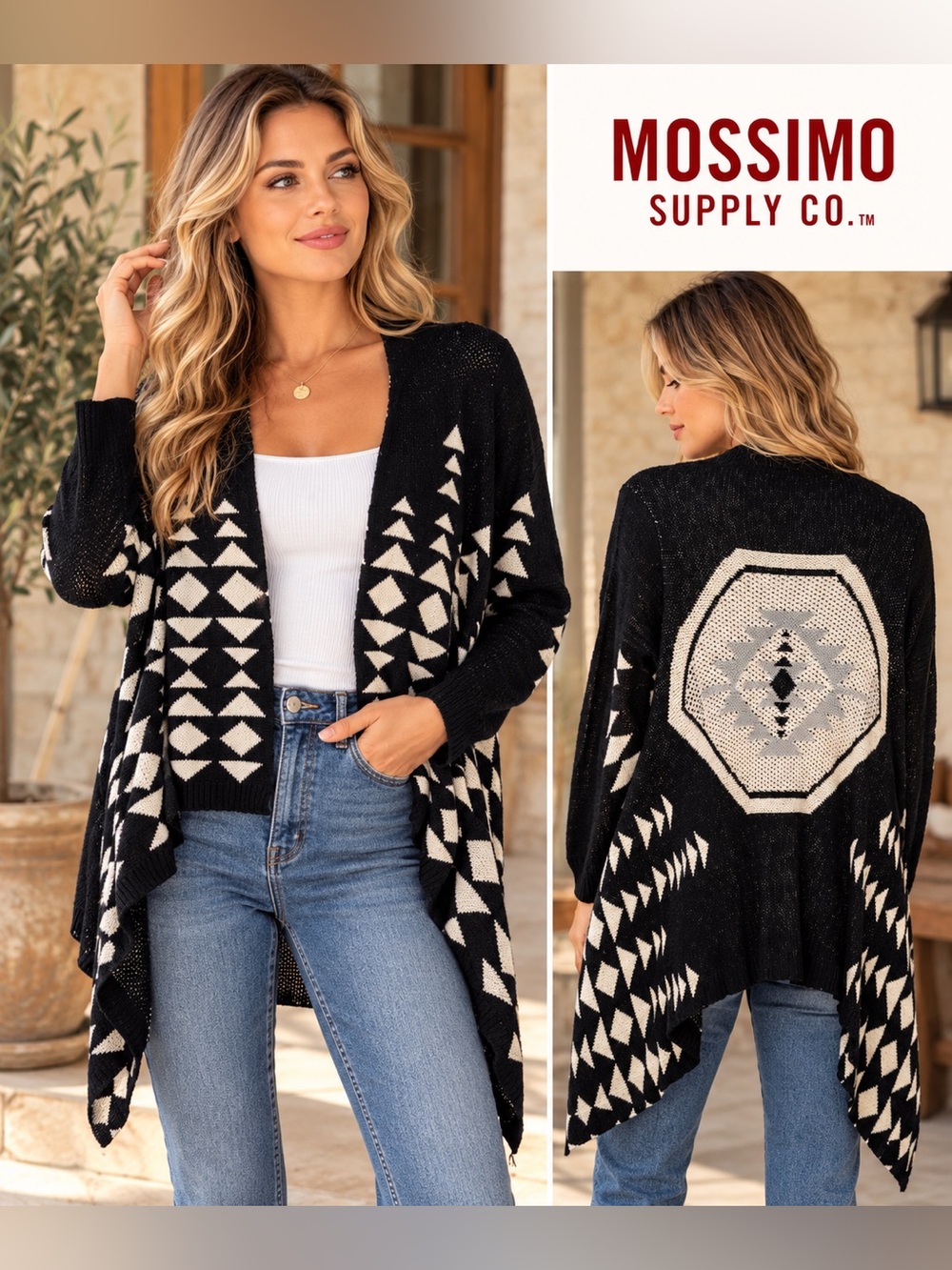 Mossimo Supply Co. Geometric Print Open Cardigan Sweater XS